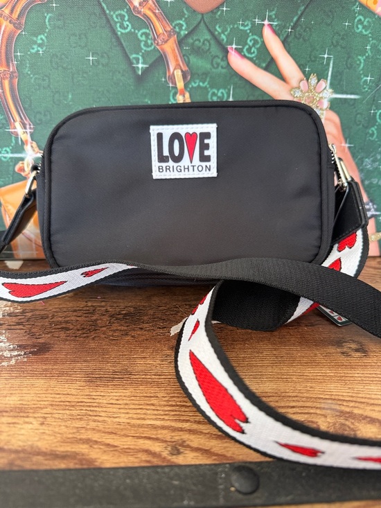 Brighton Black Crossbody with Red and White Heart Strap - Picture 3 of 8
